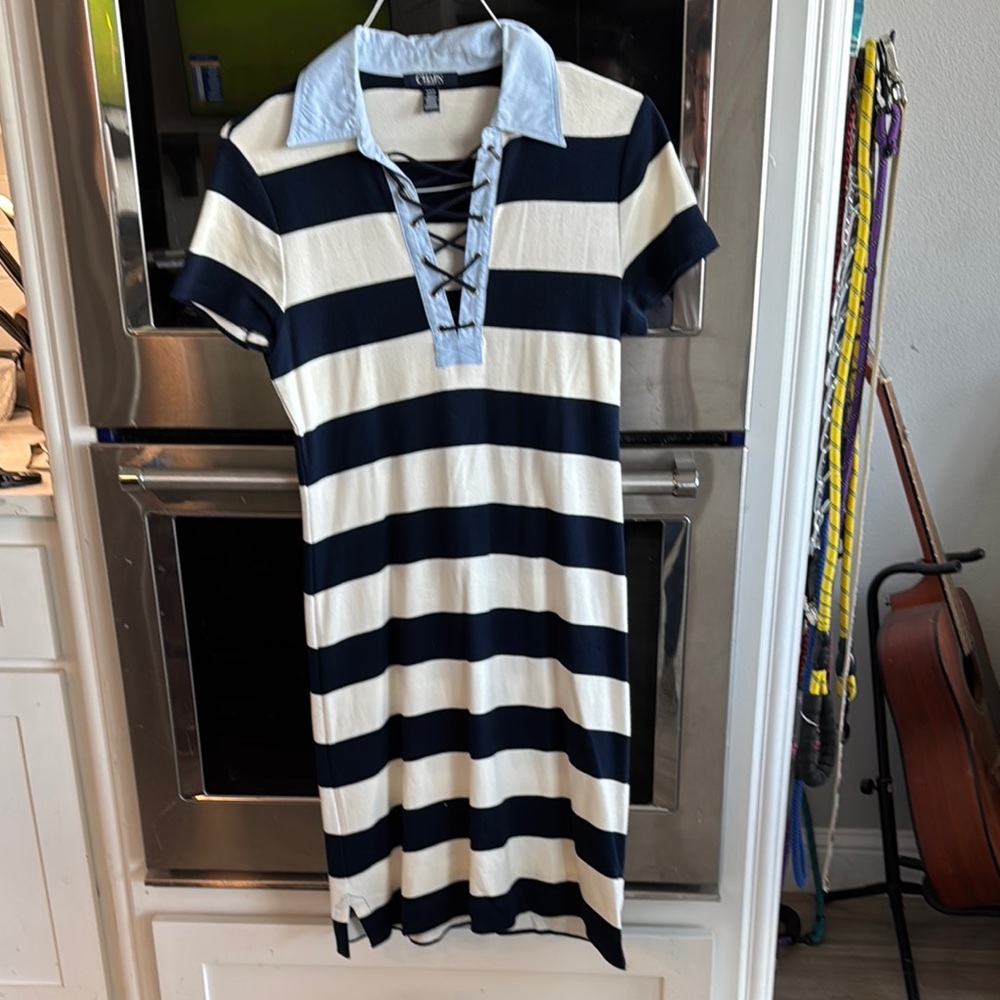 Navy and White Striped Dress